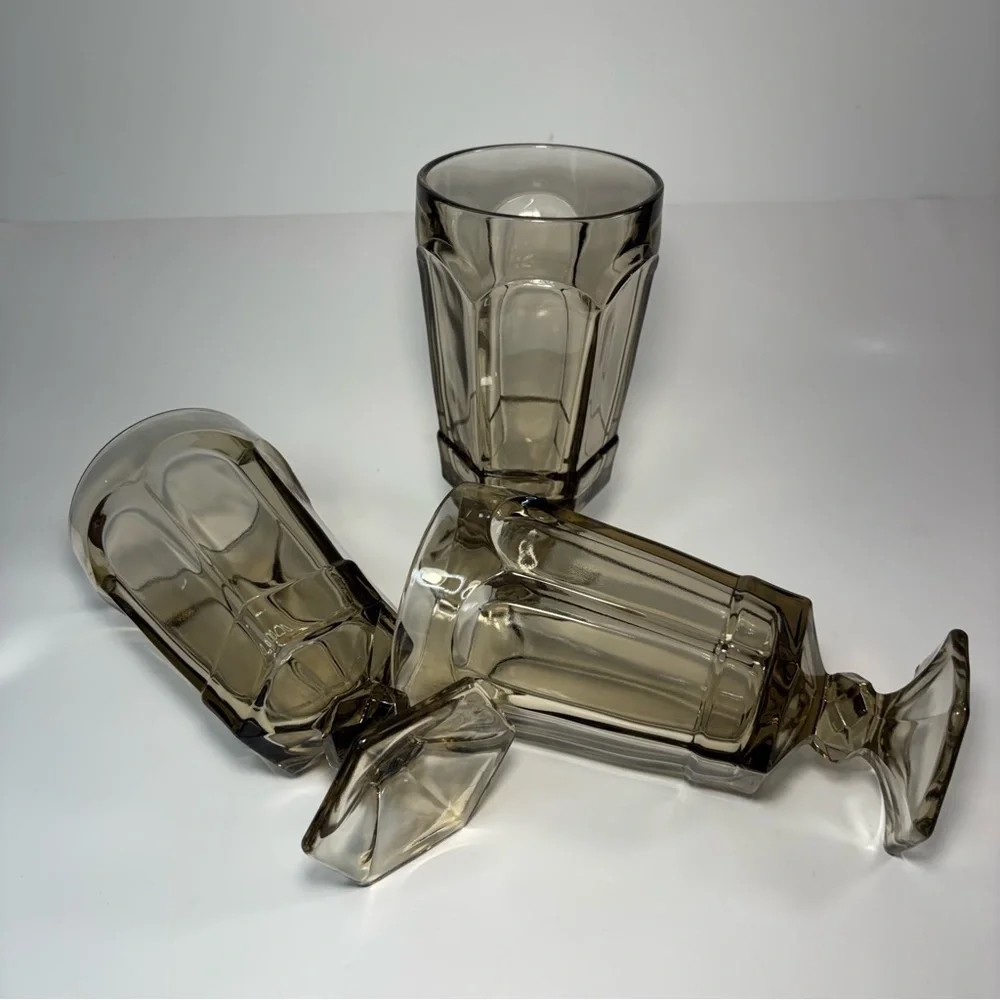 Fostoria Goblet Virginia Smokey Brown Footed Water Glass Tall 7